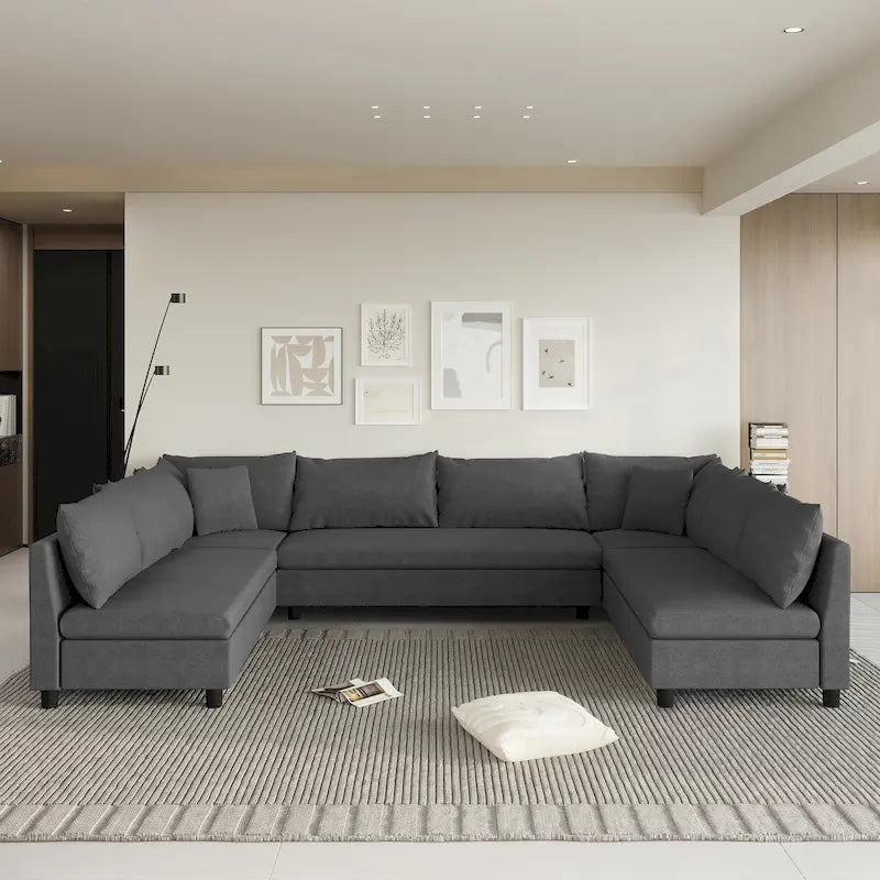 116 Chenille U-förmiges modulares Ecksofa, 8-Sitzer