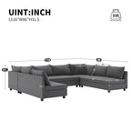 116 Chenille U-förmiges modulares Ecksofa, 8-Sitzer