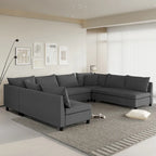 116 Chenille U-förmiges modulares Ecksofa, 8-Sitzer