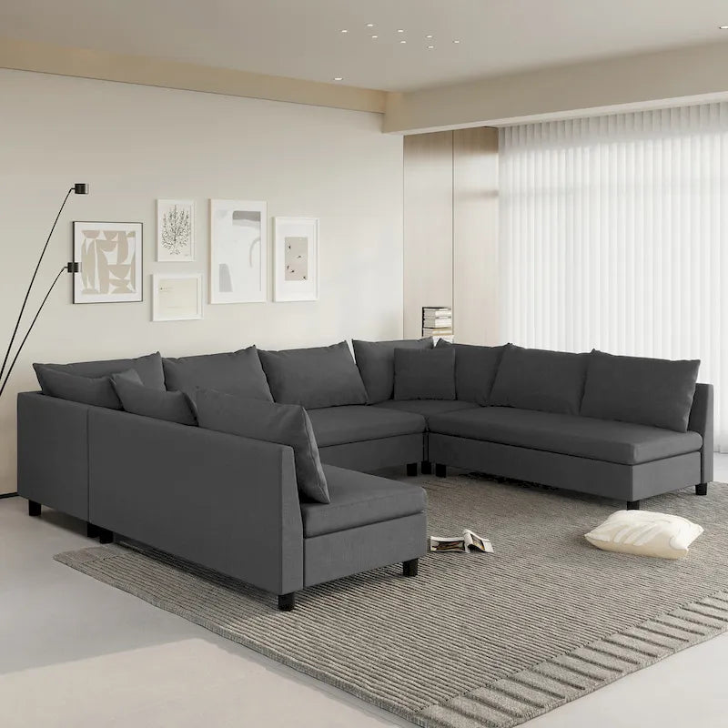 116 Chenille U-förmiges modulares Ecksofa, 8-Sitzer