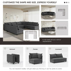 116 Chenille U-förmiges modulares Ecksofa, 8-Sitzer