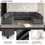 116 Chenille U-förmiges modulares Ecksofa, 8-Sitzer