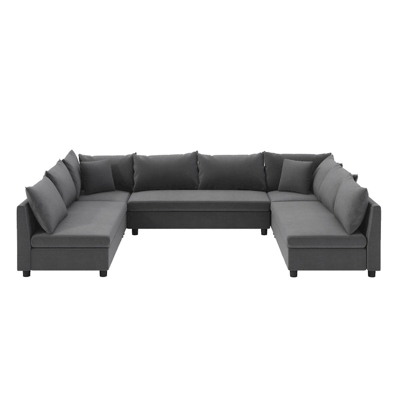 116 Chenille U-förmiges modulares Ecksofa, 8-Sitzer