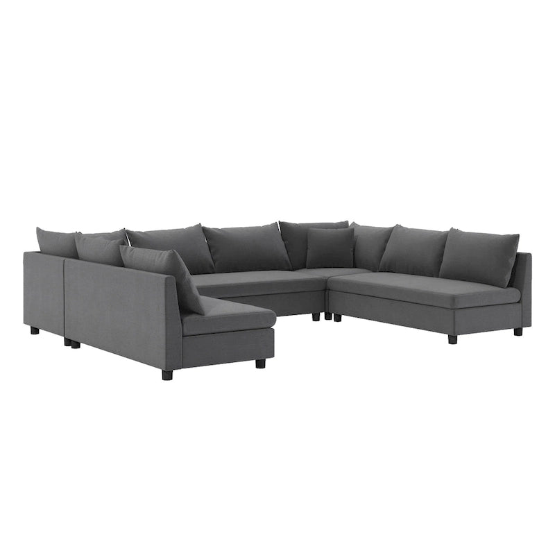 116 Chenille U-förmiges modulares Ecksofa, 8-Sitzer