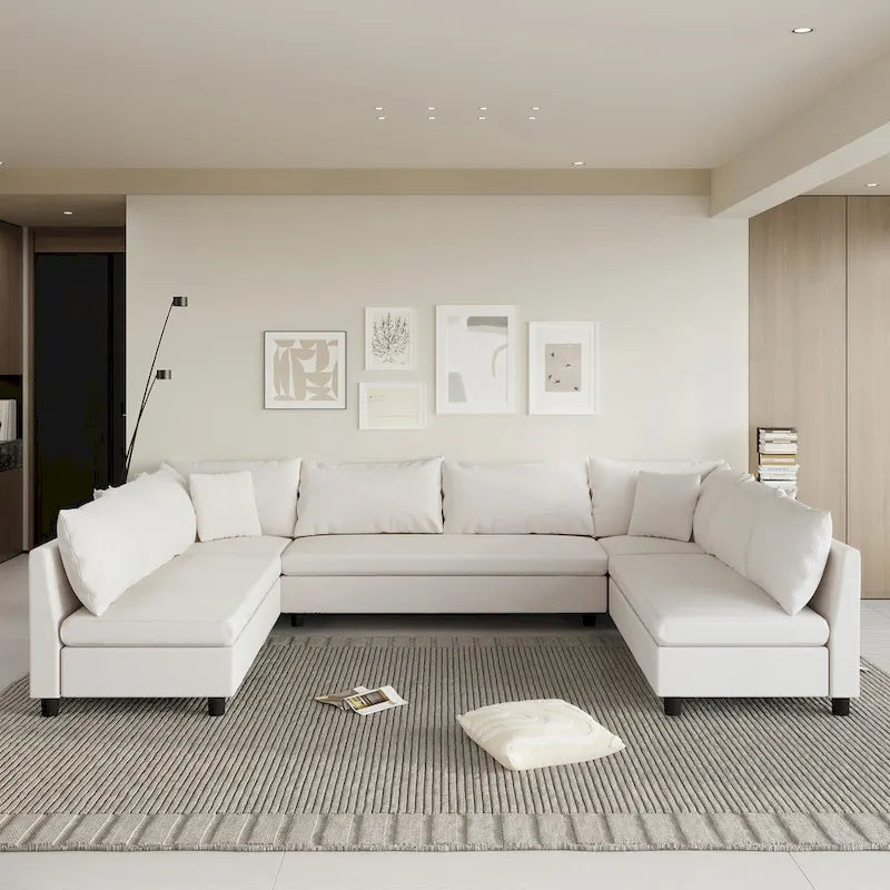 116 Chenille U-förmiges modulares Ecksofa, 8-Sitzer