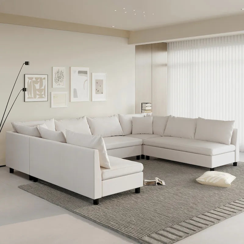 116 Chenille U-förmiges modulares Ecksofa, 8-Sitzer