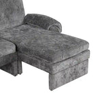 94.1 Chenille L-förmiges Futonsofa mit verstellbarer Rückenlehne und umkehrbarer Recamiere