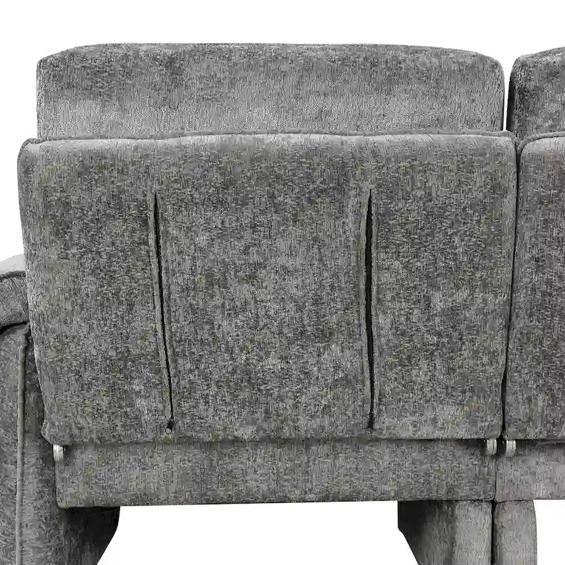 94.1 Chenille L-förmiges Futonsofa mit verstellbarer Rückenlehne und umkehrbarer Recamiere