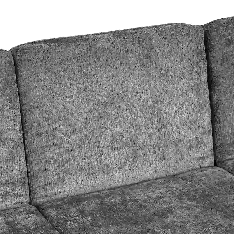 94.1 Chenille L-förmiges Futonsofa mit verstellbarer Rückenlehne und umkehrbarer Recamiere