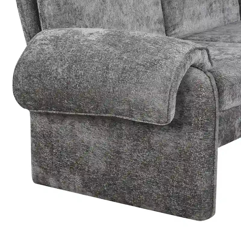 94.1 Chenille L-förmiges Futonsofa mit verstellbarer Rückenlehne und umkehrbarer Recamiere