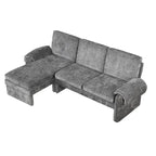 94.1 Chenille L-förmiges Futonsofa mit verstellbarer Rückenlehne und umkehrbarer Recamiere
