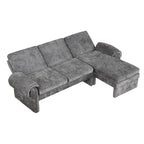 94.1 Chenille L-förmiges Futonsofa mit verstellbarer Rückenlehne und umkehrbarer Recamiere