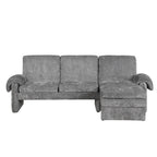 94.1 Chenille L-förmiges Futonsofa mit verstellbarer Rückenlehne und umkehrbarer Recamiere