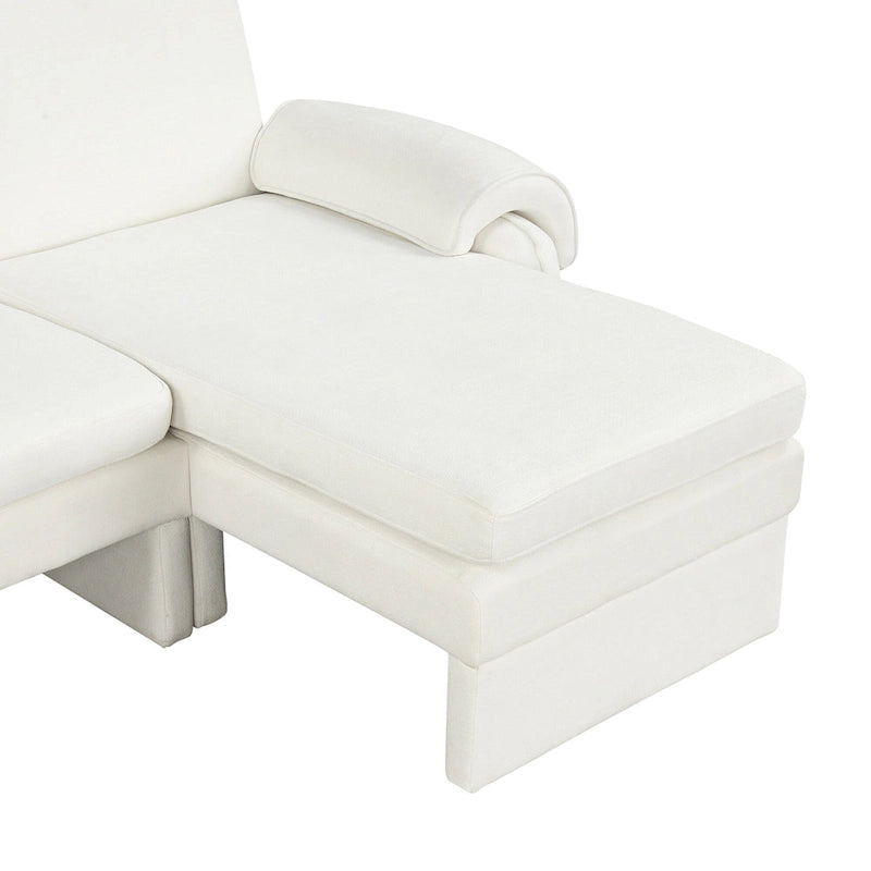 94.1 Chenille L-förmiges Futonsofa mit verstellbarer Rückenlehne und umkehrbarer Recamiere