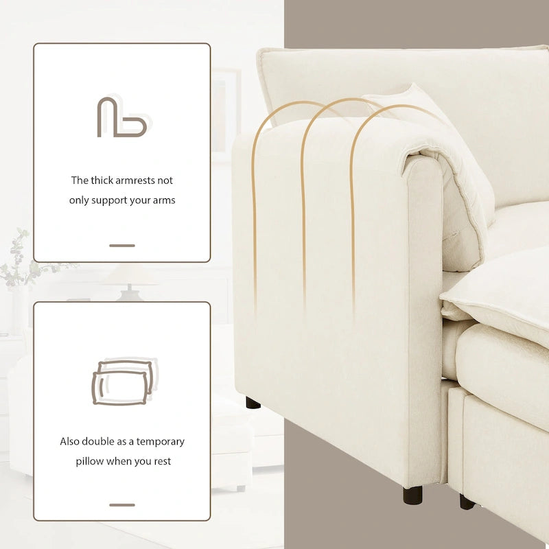 103,5 Chenille-Ecksofa mit 4-Sitzer L-förmiger Cloud-Couch und Ottomane & Taschenfederkernkissen (330lb Tragkraft)
