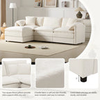 103,5 Chenille-Ecksofa mit 4-Sitzer L-förmiger Cloud-Couch und Ottomane & Taschenfederkernkissen (330lb Tragkraft)