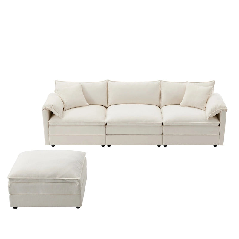 103,5 Chenille-Ecksofa mit 4-Sitzer L-förmiger Cloud-Couch und Ottomane & Taschenfederkernkissen (330lb Tragkraft)
