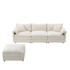 103,5 Chenille-Ecksofa mit 4-Sitzer L-förmiger Cloud-Couch und Ottomane & Taschenfederkernkissen (330lb Tragkraft)