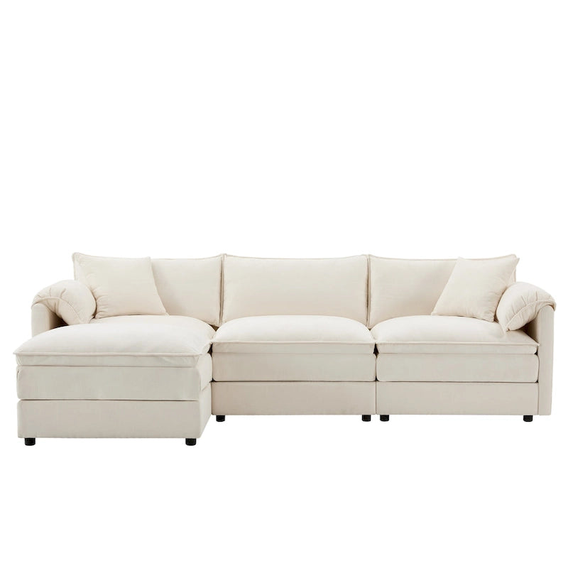 103,5 Chenille-Ecksofa mit 4-Sitzer L-förmiger Cloud-Couch und Ottomane & Taschenfederkernkissen (330lb Tragkraft)
