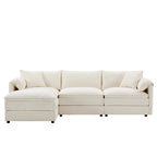 103,5 Chenille-Ecksofa mit 4-Sitzer L-förmiger Cloud-Couch und Ottomane & Taschenfederkernkissen (330lb Tragkraft)