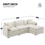 103,5 Chenille-Ecksofa mit 4-Sitzer L-förmiger Cloud-Couch und Ottomane & Taschenfederkernkissen (330lb Tragkraft)