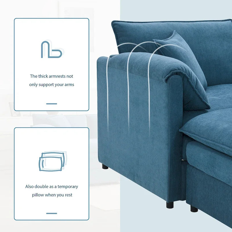 103,5 Chenille-Ecksofa mit 4-Sitzer L-förmiger Cloud-Couch und Ottomane & Taschenfederkernkissen (330lb Tragkraft)