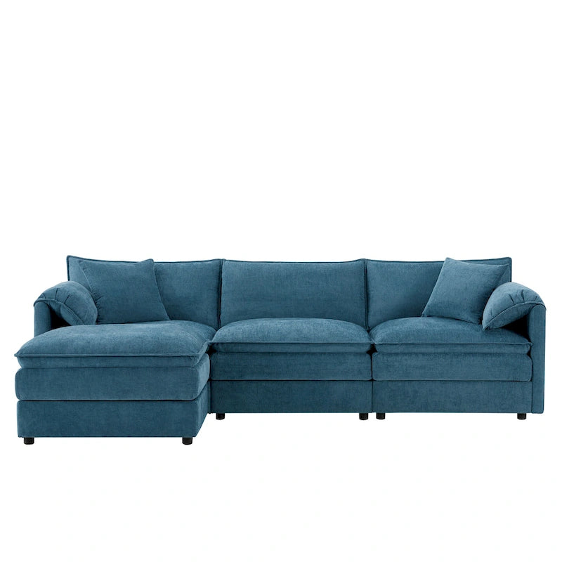 103,5 Chenille-Ecksofa mit 4-Sitzer L-förmiger Cloud-Couch und Ottomane & Taschenfederkernkissen (330lb Tragkraft)