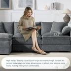 103,5 Chenille-Ecksofa mit 4-Sitzer L-förmiger Cloud-Couch und Ottomane & Taschenfederkernkissen (330lb Tragkraft)