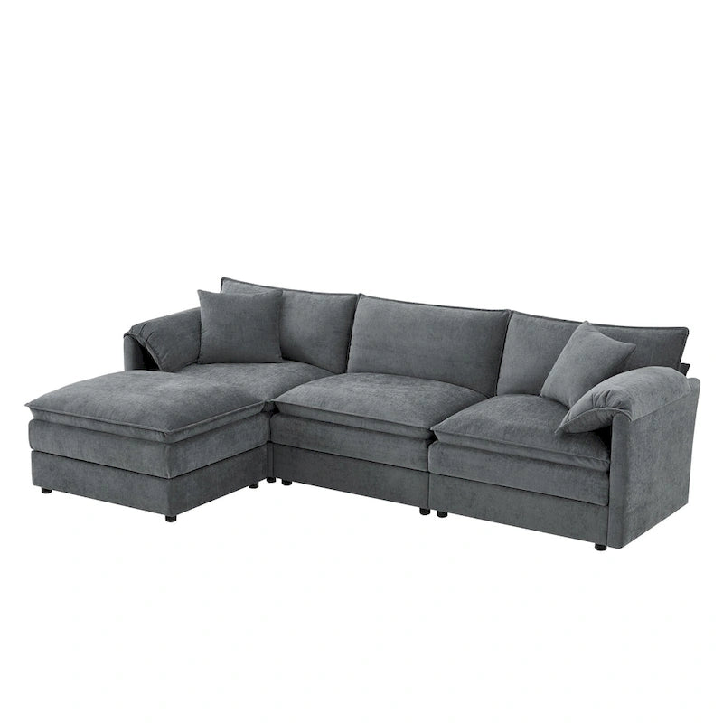 103,5 Chenille-Ecksofa mit 4-Sitzer L-förmiger Cloud-Couch und Ottomane & Taschenfederkernkissen (330lb Tragkraft)