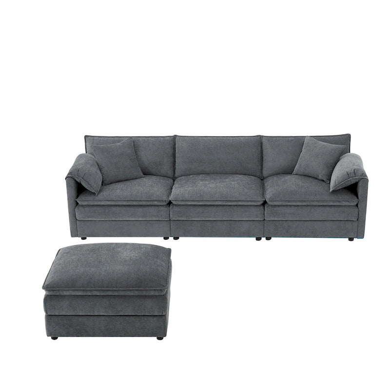 103,5 Chenille-Ecksofa mit 4-Sitzer L-förmiger Cloud-Couch und Ottomane & Taschenfederkernkissen (330lb Tragkraft)