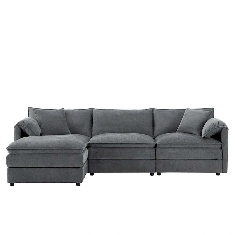 103,5 Chenille-Ecksofa mit 4-Sitzer L-förmiger Cloud-Couch und Ottomane & Taschenfederkernkissen (330lb Tragkraft)