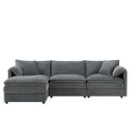 103,5 Chenille-Ecksofa mit 4-Sitzer L-förmiger Cloud-Couch und Ottomane & Taschenfederkernkissen (330lb Tragkraft)