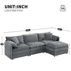 103,5 Chenille-Ecksofa mit 4-Sitzer L-förmiger Cloud-Couch und Ottomane & Taschenfederkernkissen (330lb Tragkraft)
