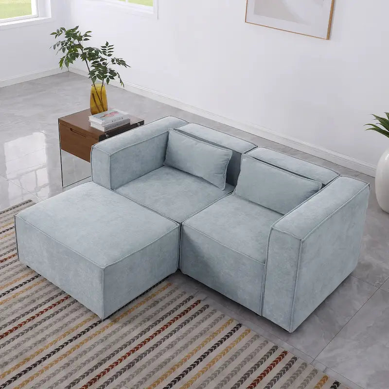 Frei kombinierbares modulares Sofa mit Chenille-Bezug