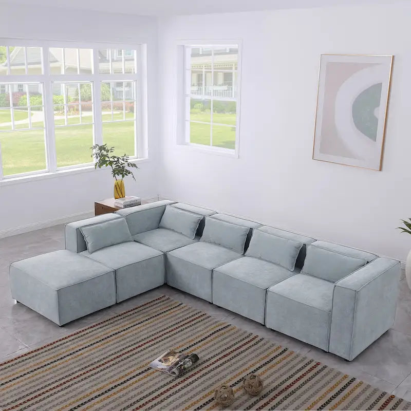 Frei kombinierbares modulares Sofa mit Chenille-Bezug