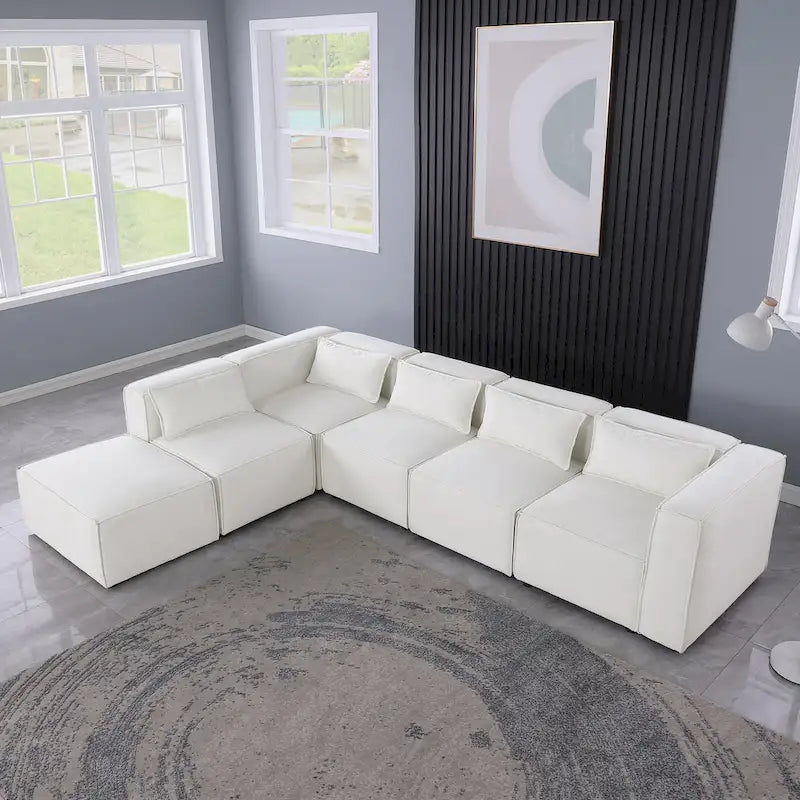 Frei kombinierbares modulares Sofa mit Chenille-Bezug