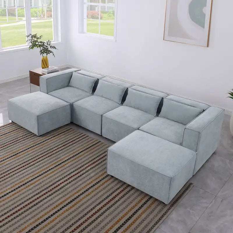 Frei kombinierbares modulares Sofa mit Chenille-Bezug