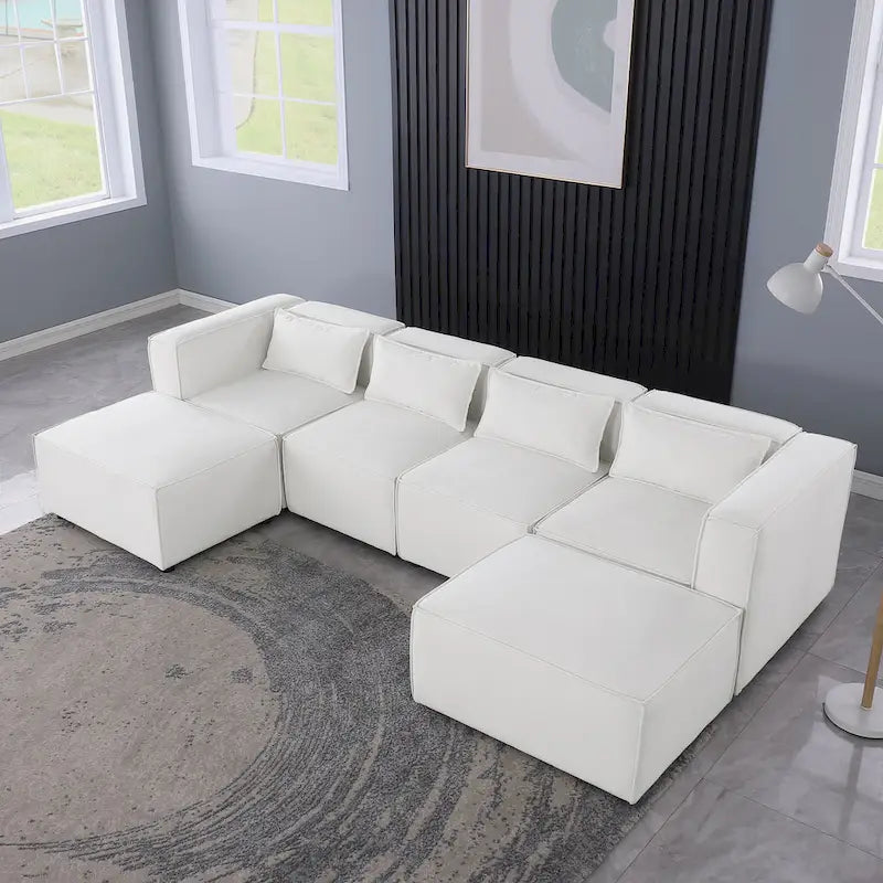 Frei kombinierbares modulares Sofa mit Chenille-Bezug