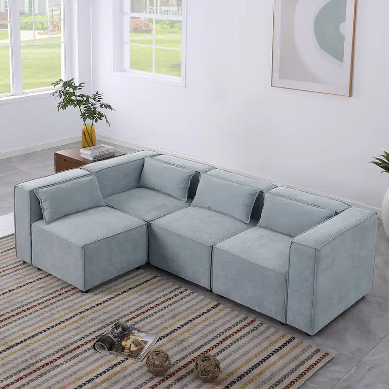 Frei kombinierbares modulares Sofa mit Chenille-Bezug