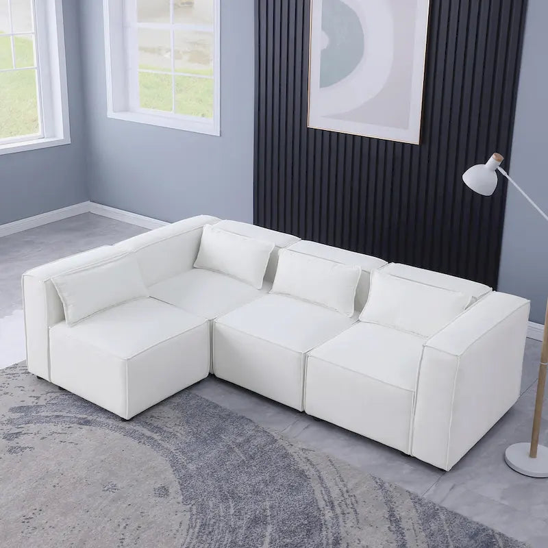 Frei kombinierbares modulares Sofa mit Chenille-Bezug