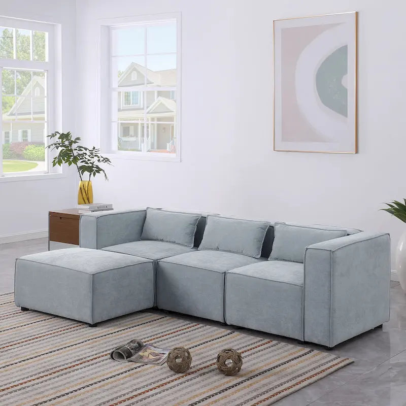 Frei kombinierbares modulares Sofa mit Chenille-Bezug
