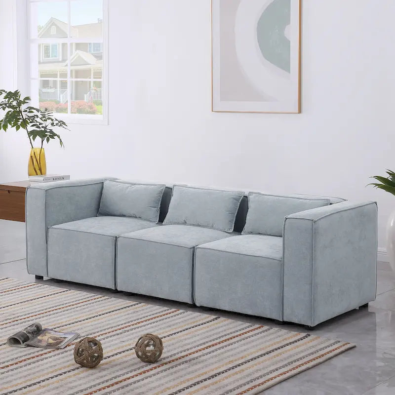 Frei kombinierbares modulares Sofa mit Chenille-Bezug