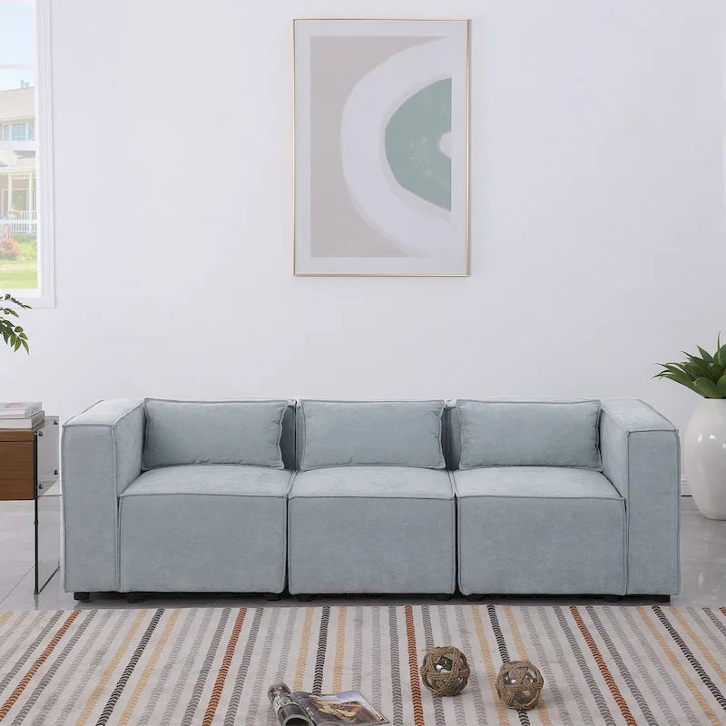 Frei kombinierbares modulares Sofa mit Chenille-Bezug