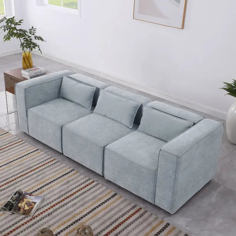 Frei kombinierbares modulares Sofa mit Chenille-Bezug