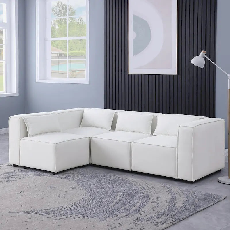 Frei kombinierbares modulares Sofa mit Chenille-Bezug