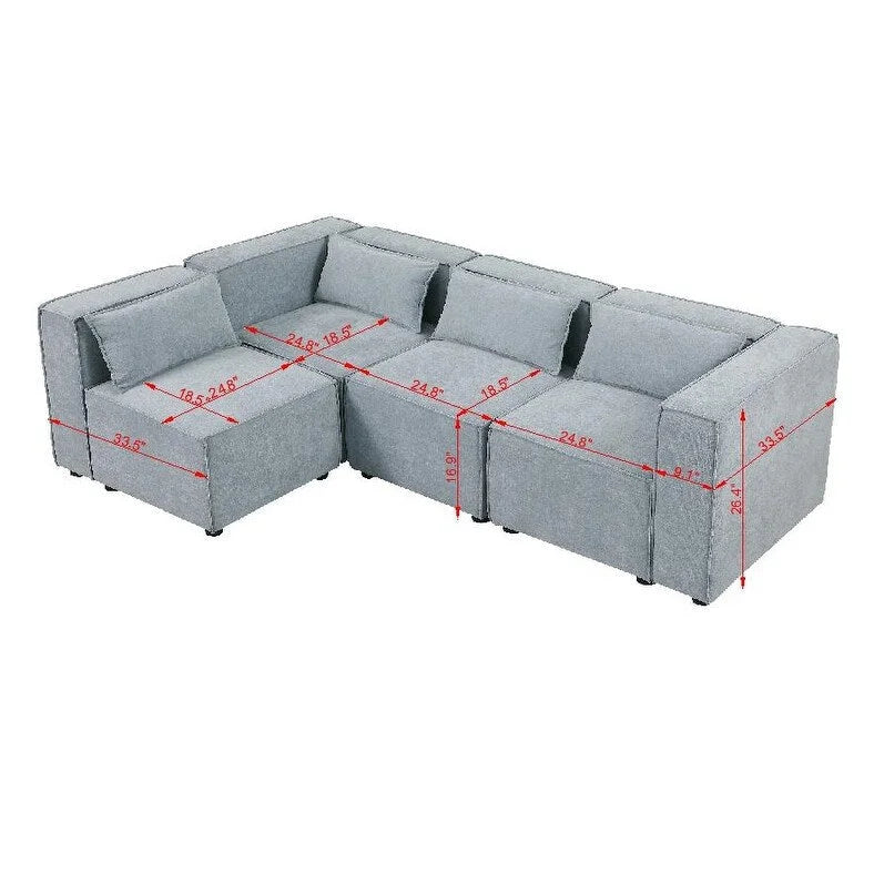 Frei kombinierbares modulares Sofa mit Chenille-Bezug