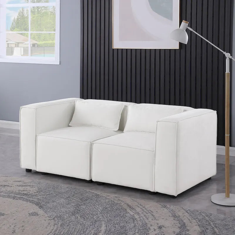 Frei kombinierbares modulares Sofa mit Chenille-Bezug