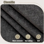 109.5 Chenille 6-Sitzer L-förmiges Ecksofa mit nietenverzierten gerollten Armlehnen, Kissen und Holzrahmen