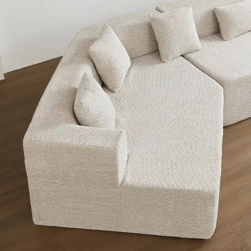 127.5Polyester Modulares Sektionssofa Wolkencouch mit tiefer Sitzfläche, keine Montage erforderlich und modernem minimalistischem Design