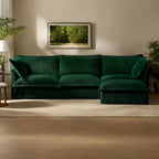 Cord-Samt 3-Sitzer Sektionalsofa ohne Armlehnen mit abnehmbarem Bezug und umwandelbarem Ottoman, modulares Design und abnehmbare Hussen